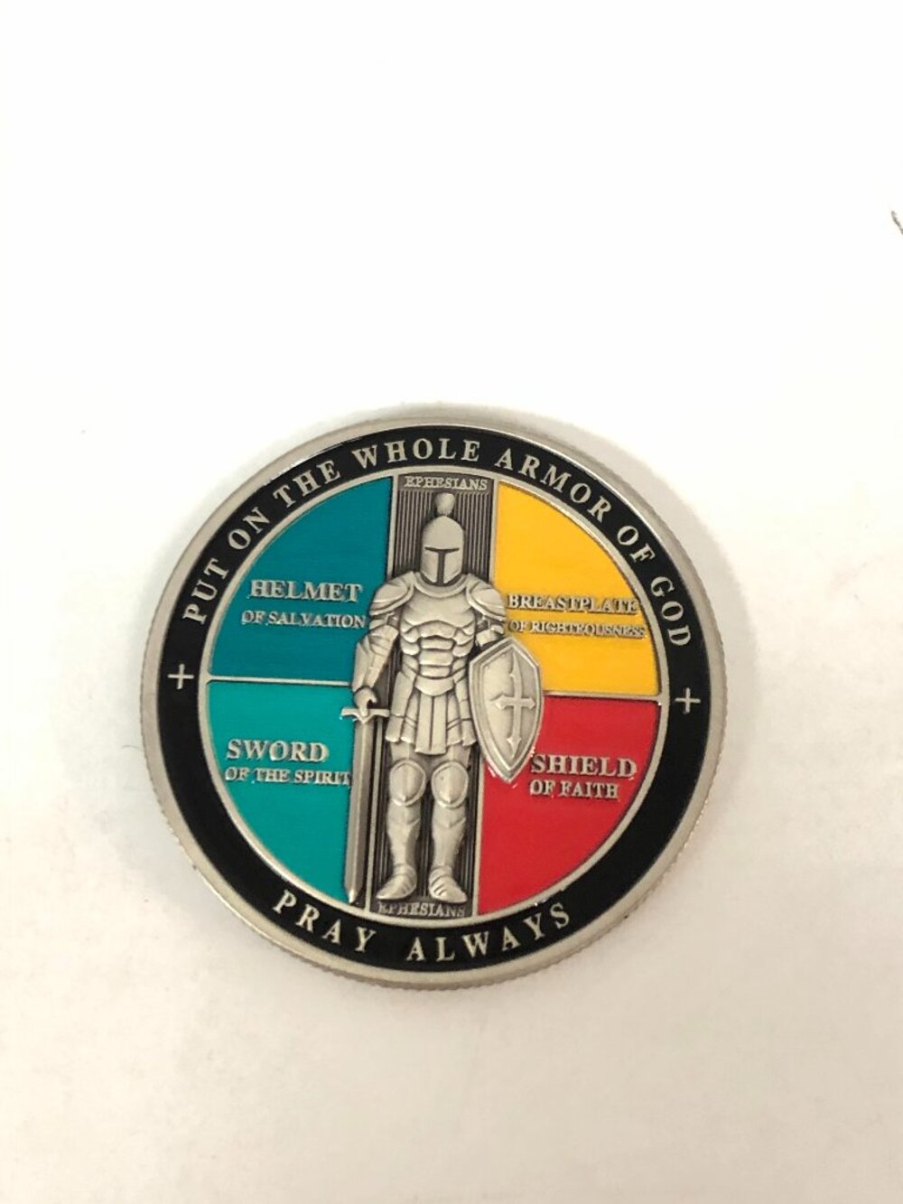 Christian Challenge Coin - Armor of God with Ephesians 6:11-18 Inspirational Gif